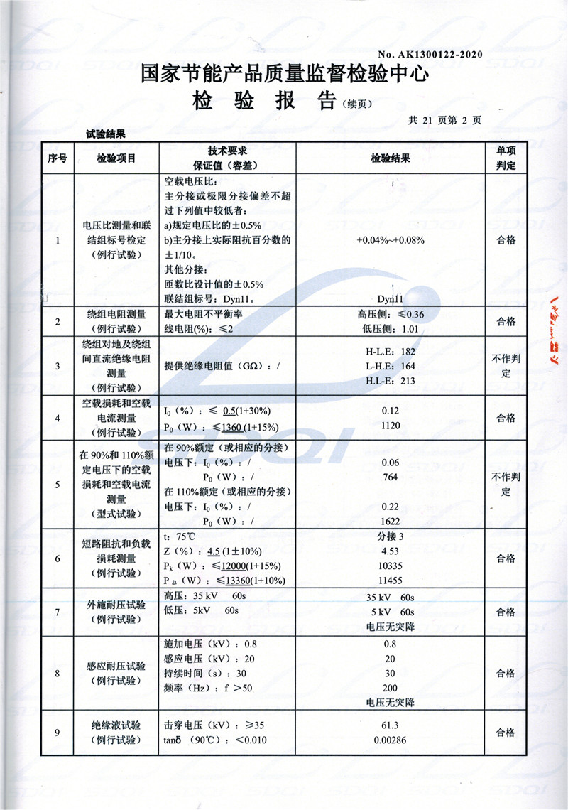 高低压试验报告-S11-1250历城历城历城油浸式变压器-2.jpg